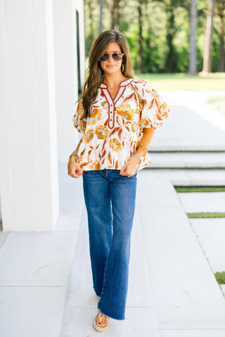 Everly Ecru Floral Top