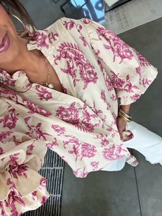 Petal Pink Paisley Printed Top - Instyle Boutique