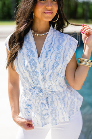 Hampton Blue Peplum Top - Instyle Boutique