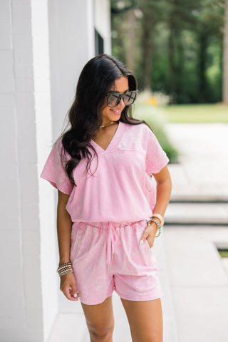 Washed Petal Pink Short Set - Instyle Boutique
