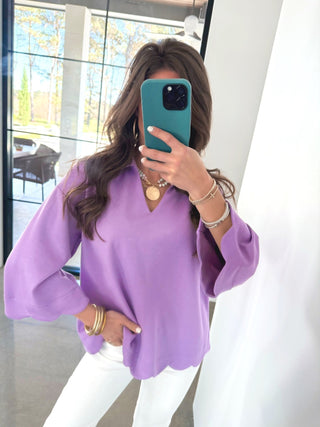 Lovely in Lavender Scalloped Knit Top - Instyle Boutique
