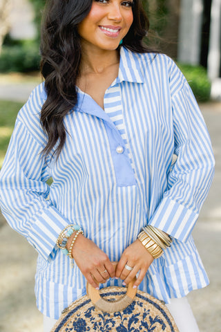 Bella Blue Striped Top