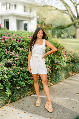 What You Need White Pin Stripe Romper ~FINAL SALE~