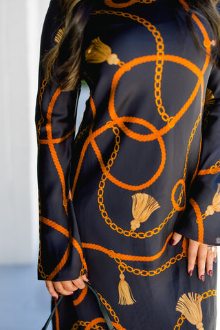 Gilded Affair Bell Sleeve Dress