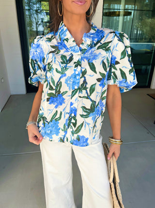 Always Summer Royal Blue Floral Top