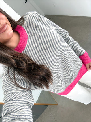 Pink Pop Stripe Cozy Knit Sweater