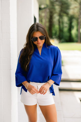 Blue Frills Top - Instyle Boutique