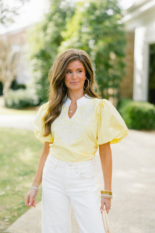 Sun - Drenched Cotton Puff Sleeve Top - Instyle Boutique