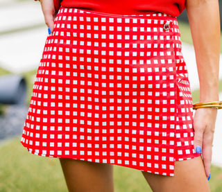 Cherry Picnic Gingham Wrap Skort - Instyle Boutique