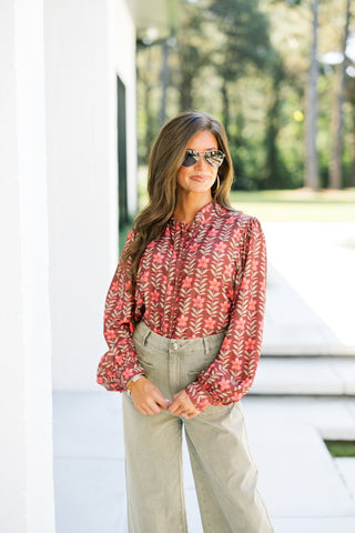 Vibrant Vibes Burgundy Floral Top