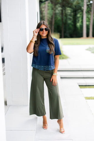 The Scarf Story Navy Top - Instyle Boutique