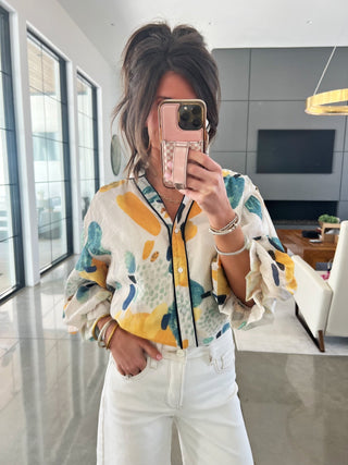 Call Me Later Yellow Printed Top - Instyle Boutique