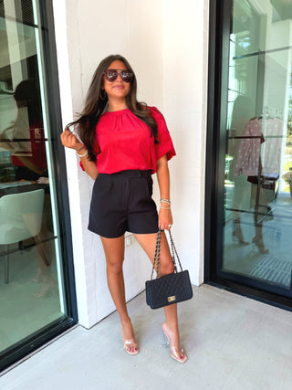 Cherry Charm Scallop Top