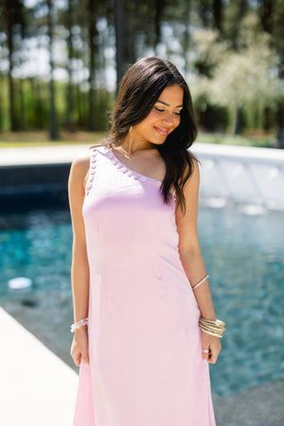 Petal Pink One - Shoulder Midi Dress - Instyle Boutique