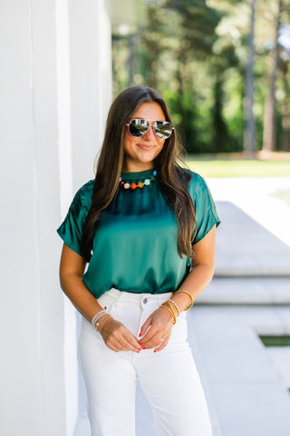 Emerald Isle Satin Top - Instyle Boutique