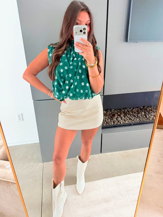 Daring Dotted Hunter Green Top - Instyle Boutique