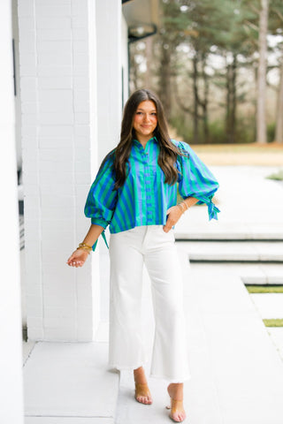 Please Stay Striped Top - Green - Instyle Boutique