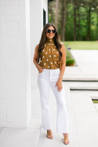 Dotted Elegance High Neck Top - Instyle Boutique