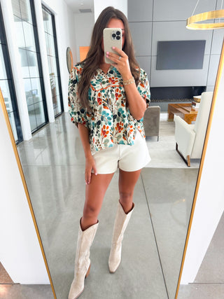 Exactly The Vibe Ecru Floral Top