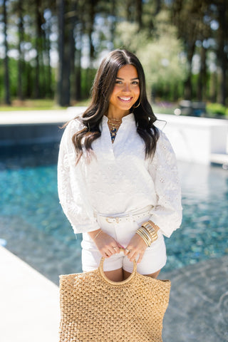In Full Bloom Eyelet Top - Instyle Boutique