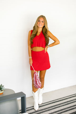 To The Tailgate Red Sweater Set