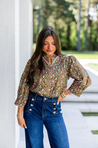 Autumn Bloom Brown Top - Instyle Boutique