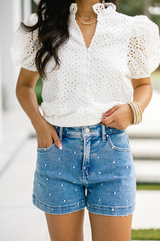 Even If Dot Embroidered Shorts - Instyle Boutique