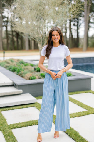 Sky Blue Striped Pants