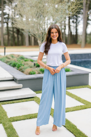 Sky Blue Striped Pants