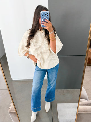 Cream & Sugar Short Sleeve Sweater Top - Instyle Boutique