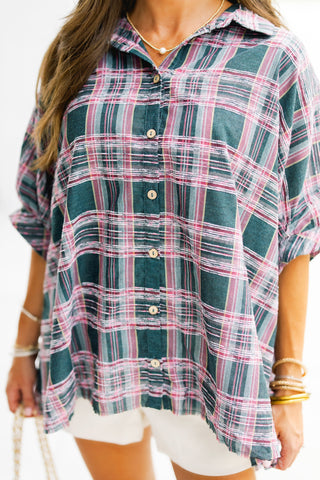 Falling For Plaid Oversized Top