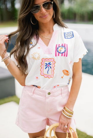 Wish You Were Here Embroidered Top - Instyle Boutique