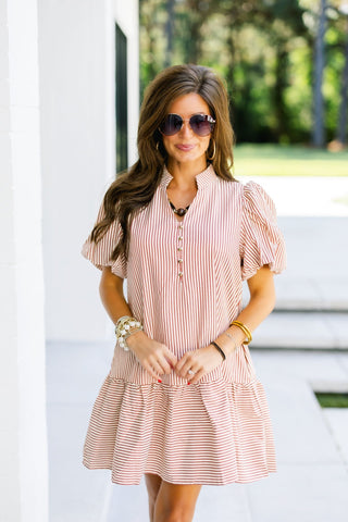 Tuscan Stripe Mini Dress