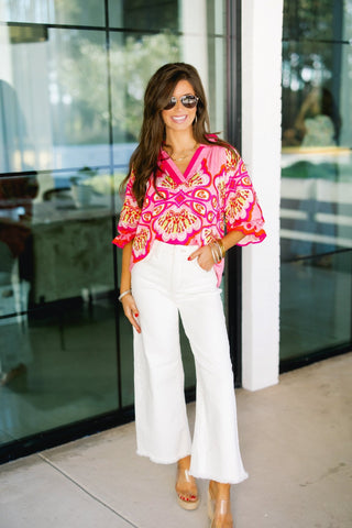 Heartbreaker Pink Printed Top - Instyle Boutique