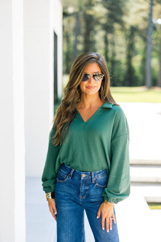 Gigi Green Fleece Top