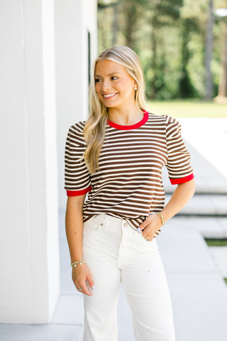 Bayside Brown Striped Top