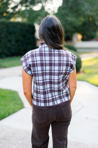 Blue Me Away Plaid Sweater Top