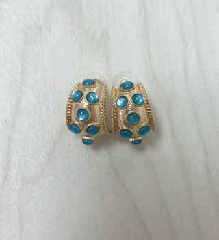 Blue Dotted Hoop Earrings - Instyle Boutique