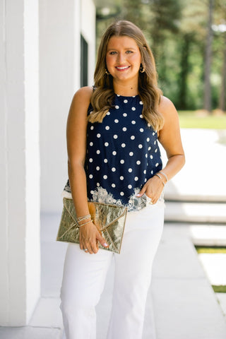 Simply Perfect Navy Dotted Tank - Instyle Boutique