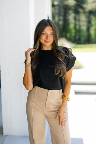 Mia Black Short Sleeve Top
