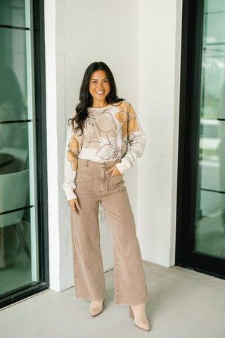 Neutral Blooms Sweater - Instyle Boutique
