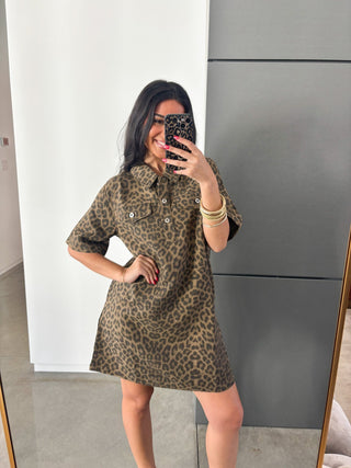 Mocha Mini Leopard Dress - Instyle Boutique