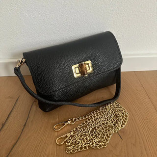 Vicky Black Leather Handbag