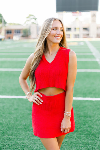 To The Tailgate Red Sweater Set