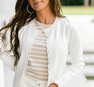 Soft Finish White Cardigan Top