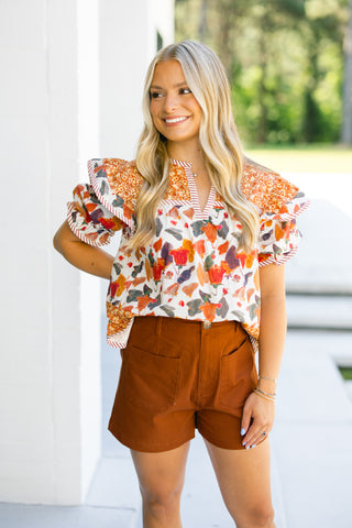 Pumpkin Please Printed Top