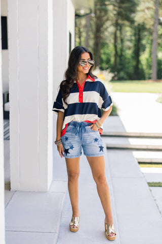 Star-Spangled Denim Shorts - Instyle Boutique