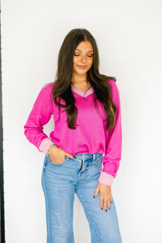 Piper Pink Textured Hem Top - Instyle Boutique