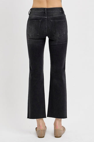 Midnight Wash Mid - Rise Cropped Straight Leg Jeans - Instyle Boutique