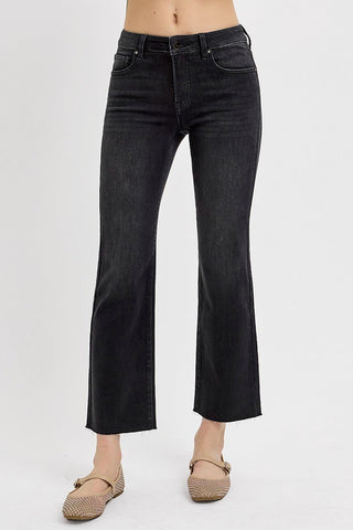 Midnight Wash Mid - Rise Cropped Straight Leg Jeans - Instyle Boutique